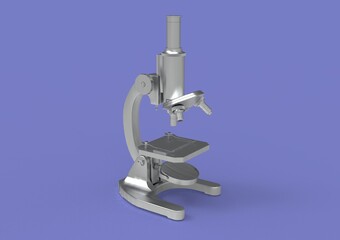 Medical microscope on a light background. 3d rendering illustration. - 452393591