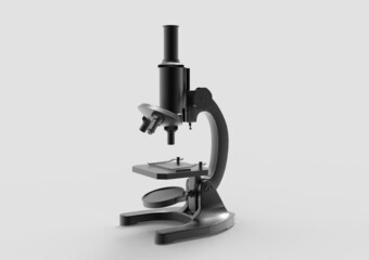 Medical microscope on a light background. 3d rendering illustration. - 452393592