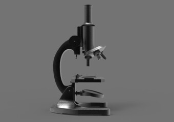 Medical microscope on a light background. 3d rendering illustration. - 452393595