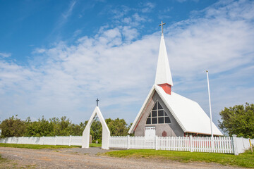 Fototapeta na wymiar The church of Baejarkirkja in Borgarfjordur in Iceland