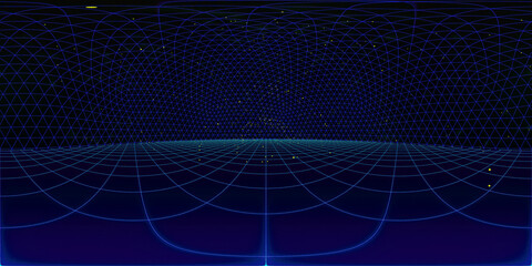 3D illustration, geometric 360 HDRI equirectangular projection background blue. 