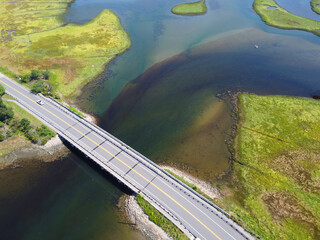 high angle view of bridge across river