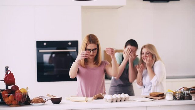 clueless baker dough trouble kitchen woman pastry