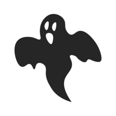 Ghost isolated on white background. Simple flat style design elements. Halloween symbol. Creepy horror images. Ghost vector icon. 