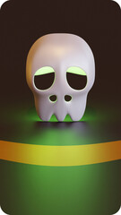 Halloween mobile phone user interface template with skull 3d rendering