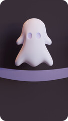Halloween mobile phone user interface template with ghost 3d rendering