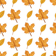 Naklejka na ściany i meble Watercolor Autumn maple seamless patterns