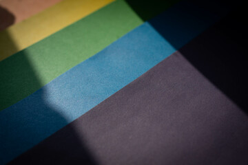 Fototapeta premium Lgbt flag. Rainbow background. Multicolored flag close up.