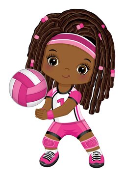 Little African American Girl Playing Volleyball