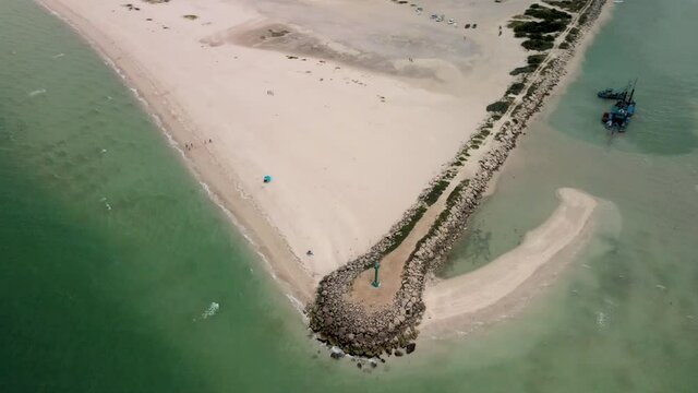 Aerial asending view of lighthouse in Yucatan Mexico