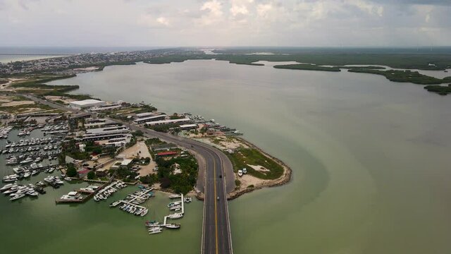Aerial view of Yucalpeten Marina in Yucatan, Mexico