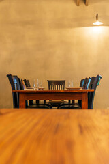 Beautifully laid table with glasses and plates