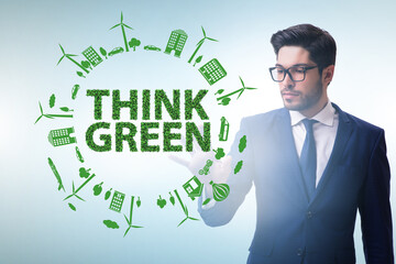 Think green ecological concept with businessman