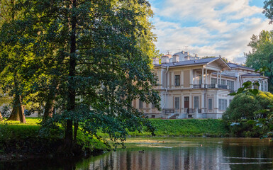 Fototapeta na wymiar View of the Lopukhinsky garden and Gromov's dacha. Saint Petersburg, Russia