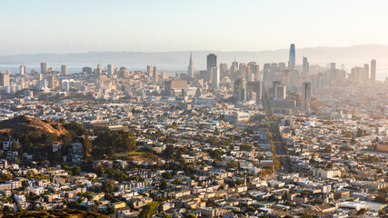 Aerial view over city of San Francisco, California, USA.