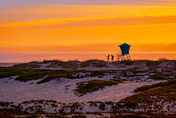 Romantic Couple at sunset on California Beach	
