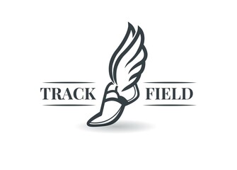 Track and Field, Track logo, Winged shoe, Sports Design. Track and Field insignias, Track Team, Sports Design, Team logo