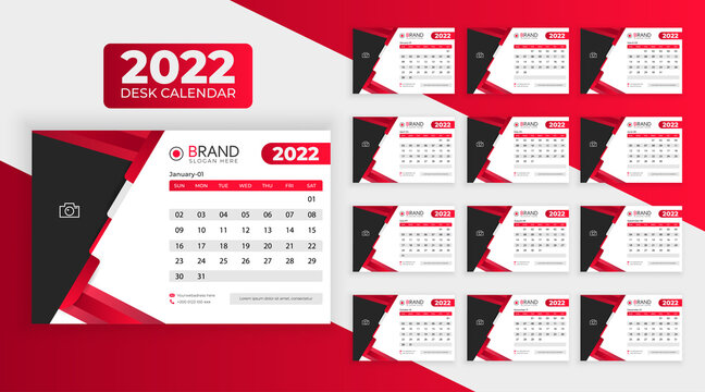2022 new year colorful creative desk calendar design template premium vector