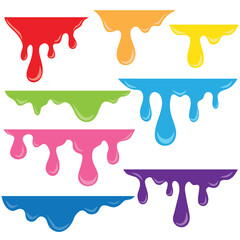 Liquid paint dripping border vector cartoon illustration