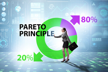 Businesswoman in pareto rule illustration