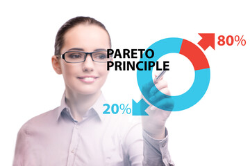 Businesswoman in pareto rule illustration
