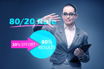 Businesswoman in pareto rule illustration