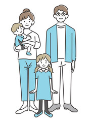 若い家族のベクターイラスト素材／シンプル／赤ちゃん／夫婦／子供