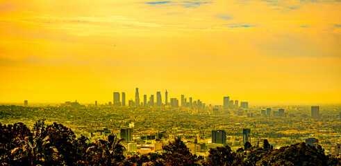 LA skyline at sunset