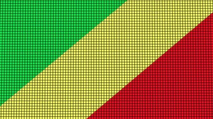 Republic Of Congo Flag animated in pixel grid style technology background