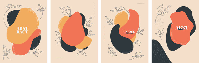 Modern and Minimalist Abstract Background Templates with Flowers and Liquid Shapes, Suitable for Wall Decoration, Wallpaper, Cover, Invitation, Banner, Brochure, Poster, or Card