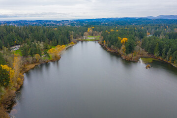 Obraz premium カナダのヴィクトリアの自然をドローンで撮影した空撮写真 Aerial photos of nature in Victoria, Canada, taken by drone. 