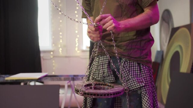 An adult painter is starting to create a new picture