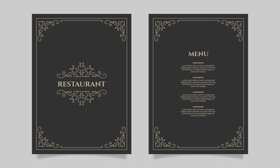 Luxury vintage restaurant food menu card template. - Vector.