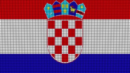 Croatia Flag animated in pixel grid style technology background