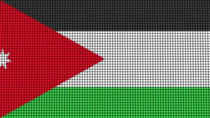 Jordan Flag animated in pixel grid style technology background