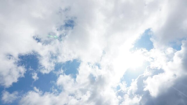 Time lapse beautiful blue sky with clouds background and sunlight. Sky clouds texture. Skyfall with clouds weather pattern nature cloud blue. Blue sky dream with fasty clouds