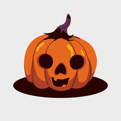cartoon style scary halloween pumpkin on white background