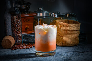 Iced tea is a mixture of Thai tea and milk. Sweeten it with sugar or sweetened condensed milk. Refreshing drink time