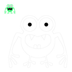 Vector cute monsters. Funny line hand-drawn aliens for coloring pages. Flat vector illustration.
