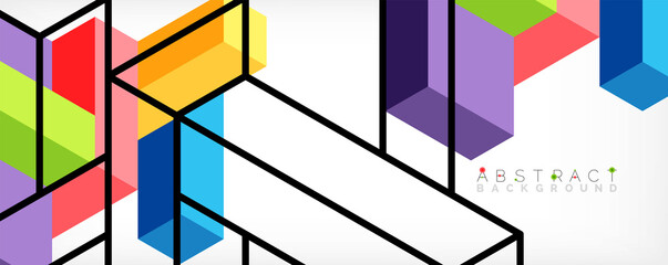 Abstract background. 3d cubes, cubic elements and blocks. Techno or business concept for wallpaper, banner, background, landing page
