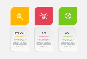 Obraz premium Concept of arrow business model with 3 successive steps. Three colorful graphic elements. Timeline design for brochure, presentation. Infographic design layout.