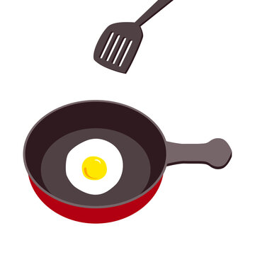 fried egg in a frying pan vector illustration