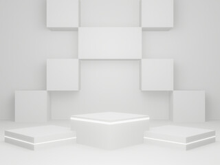 3D white scientific product stand. White background.