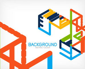 Abstract background. Color lines on white background. Linear abstract composition. Techno or business concept for wallpaper, banner, background, landing page