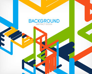 Abstract background. Color lines on white background. Linear abstract composition. Techno or business concept for wallpaper, banner, background, landing page