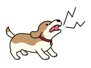 吠える犬。犬の躾。