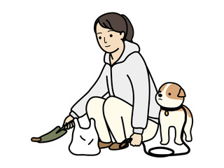 犬の糞の始末。犬の散歩のマナー。