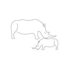 Rhinos line drawing vector illustration