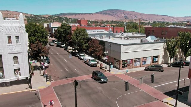 Aerial: Downtown Klamath Falls, Oregon, USA