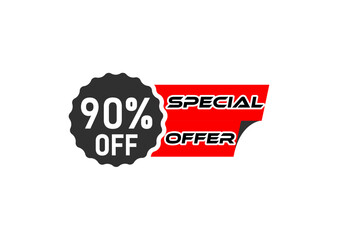 90 percent off discount label and sale banner